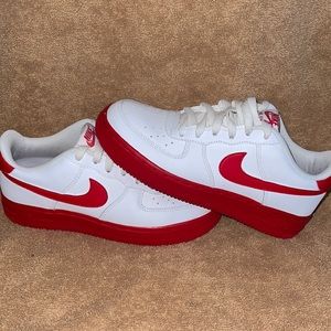 Nike Air Force 1, white with red, 5Y